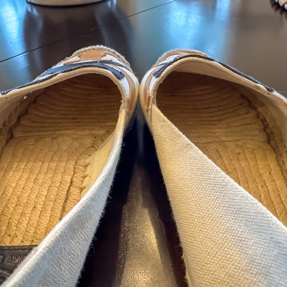 Tory Burch Canvas & Jute Espadrilles - Cream, Navy, Tan - sz 7 - Lightly Worn - Picture 4 of 8